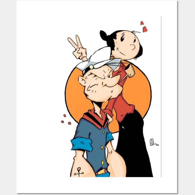 POPEYE THE SAILOR MAN AND OLIVE OIL Wall Art by Tazartist